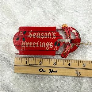 Vintage Sled Christmas Ornament Seasons Greetings